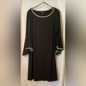 MSK Black Long-Sleeve A-Line Dress with Rhinestone Trim